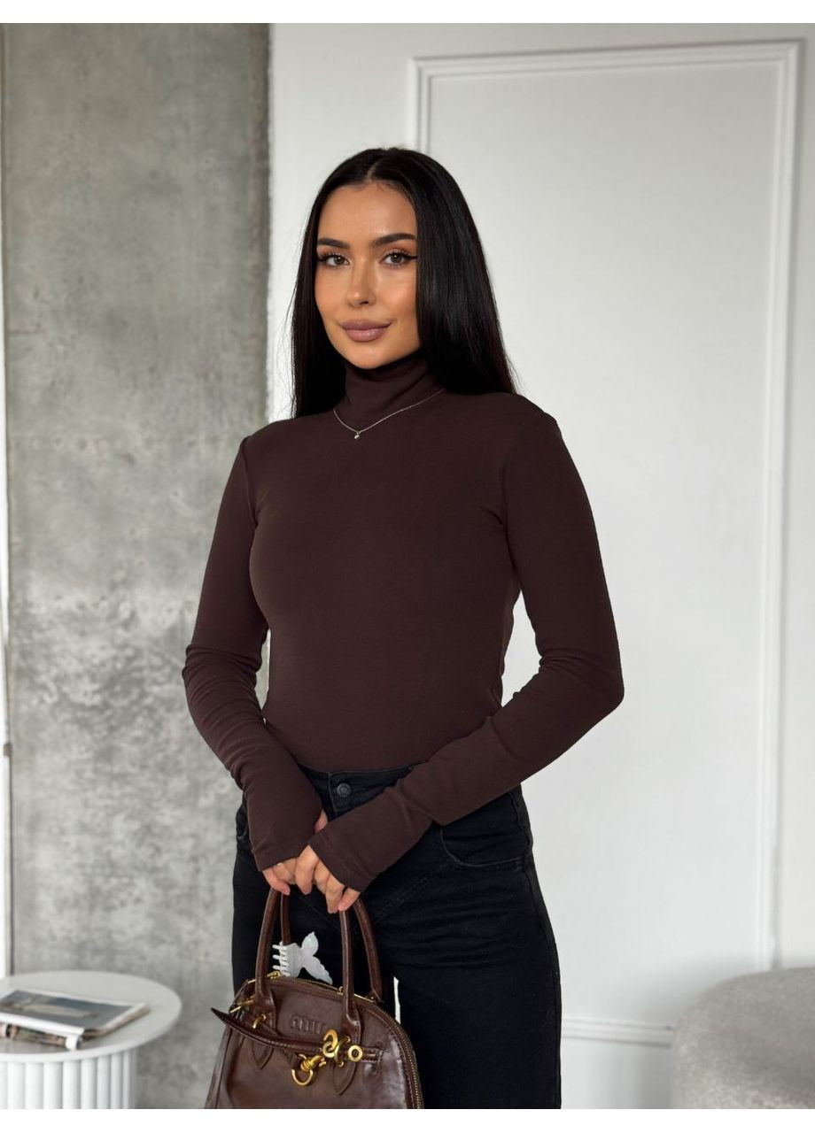 Коричневый демисезонный женский термогольф коричневого цвета 35384 No Brand