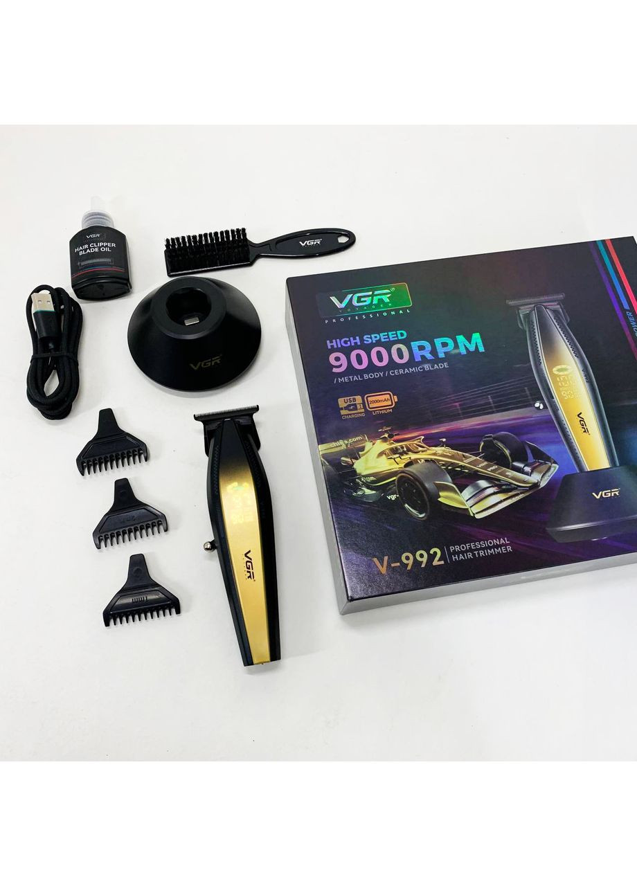 Машинка для стрижки волос с мощным мотором XPRO V-992 GOLD с насадками 1-2-3 мм VGR (369612513)