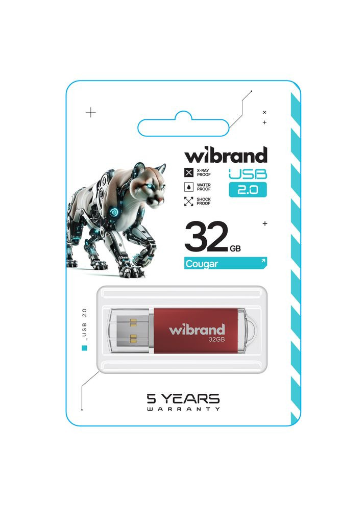 Флеш-накопичувач USB 2.0 32Gb Red (WI2.0/CU32P1R) Wibrand Cougar (357474822)