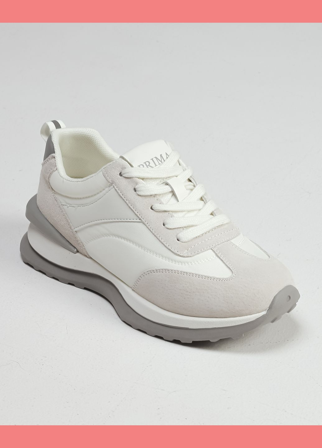 Білі всесезонні кросівки біло-сірі замша текстиль Prima d'Arte