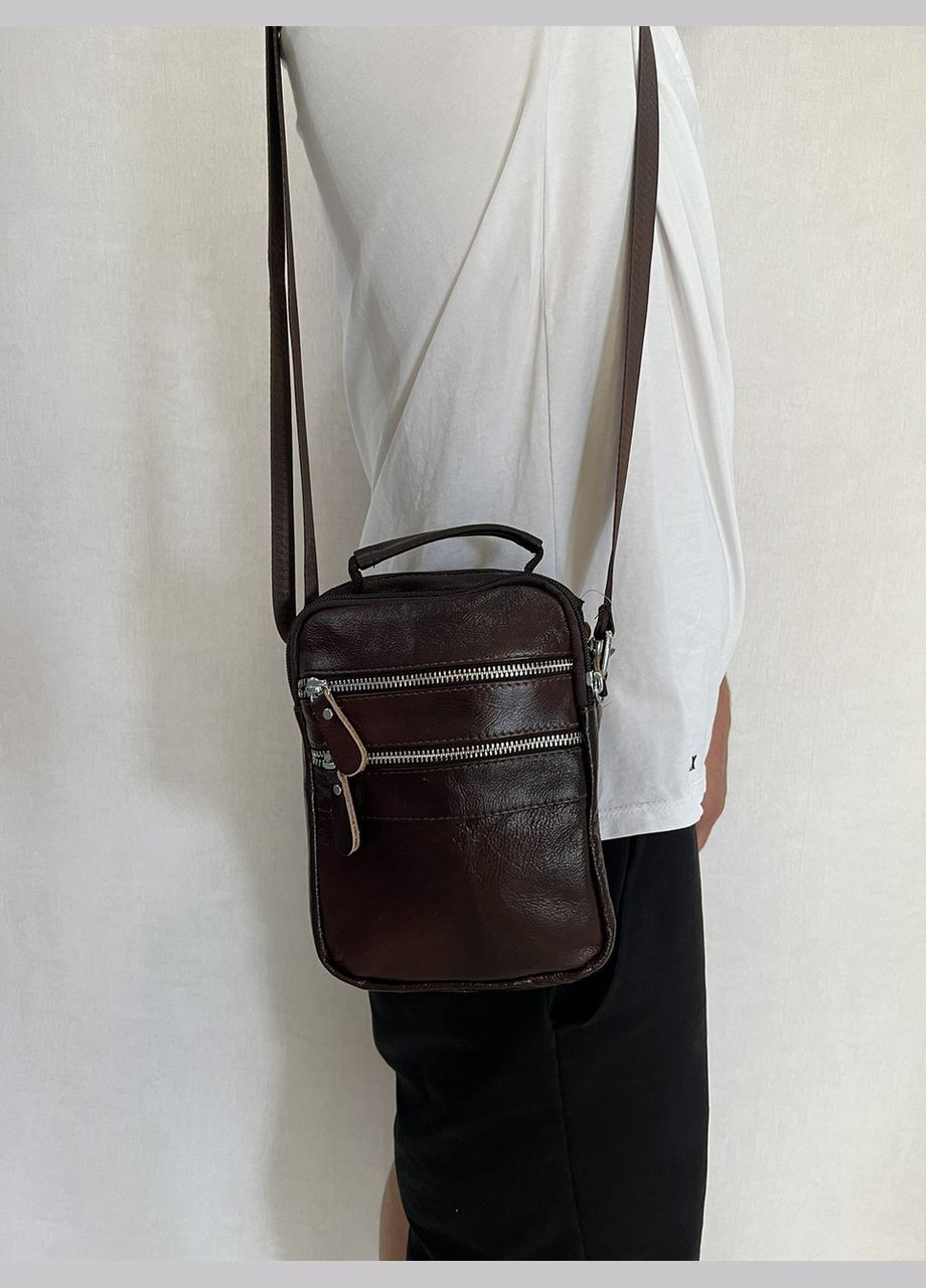 Мужская сумка из натуральной кожи 3924-11BROWN коричневая No Brand (370848465)
