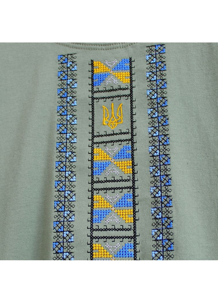 вышитая мужская хаки, украинская национальная футболка, украинская футболка флаг, 54 хлопок (301065398)