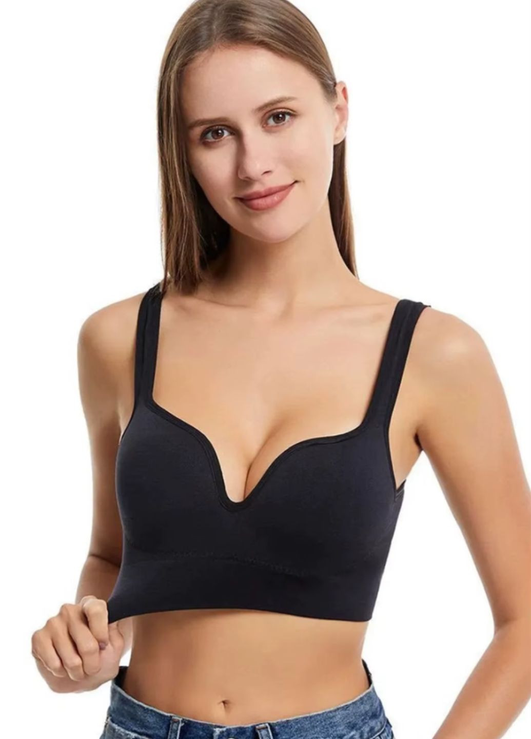 Чёрный топ женский топ с формованными чашками wonderful short (1719-42-01) Macarena без косточек