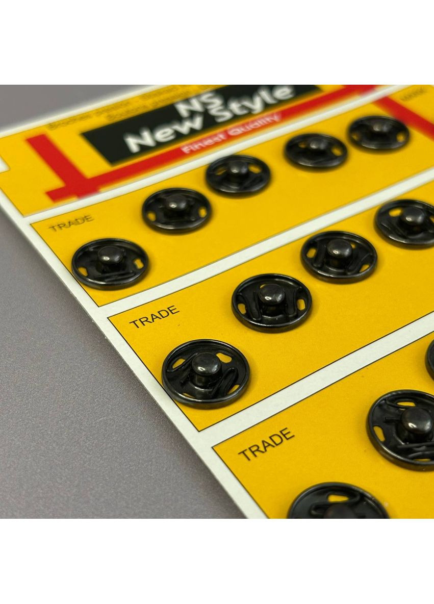 D=15мм, пришивные застежки-кнопки для одежды 24шт металл цвет черный Plus-plus (352747900)