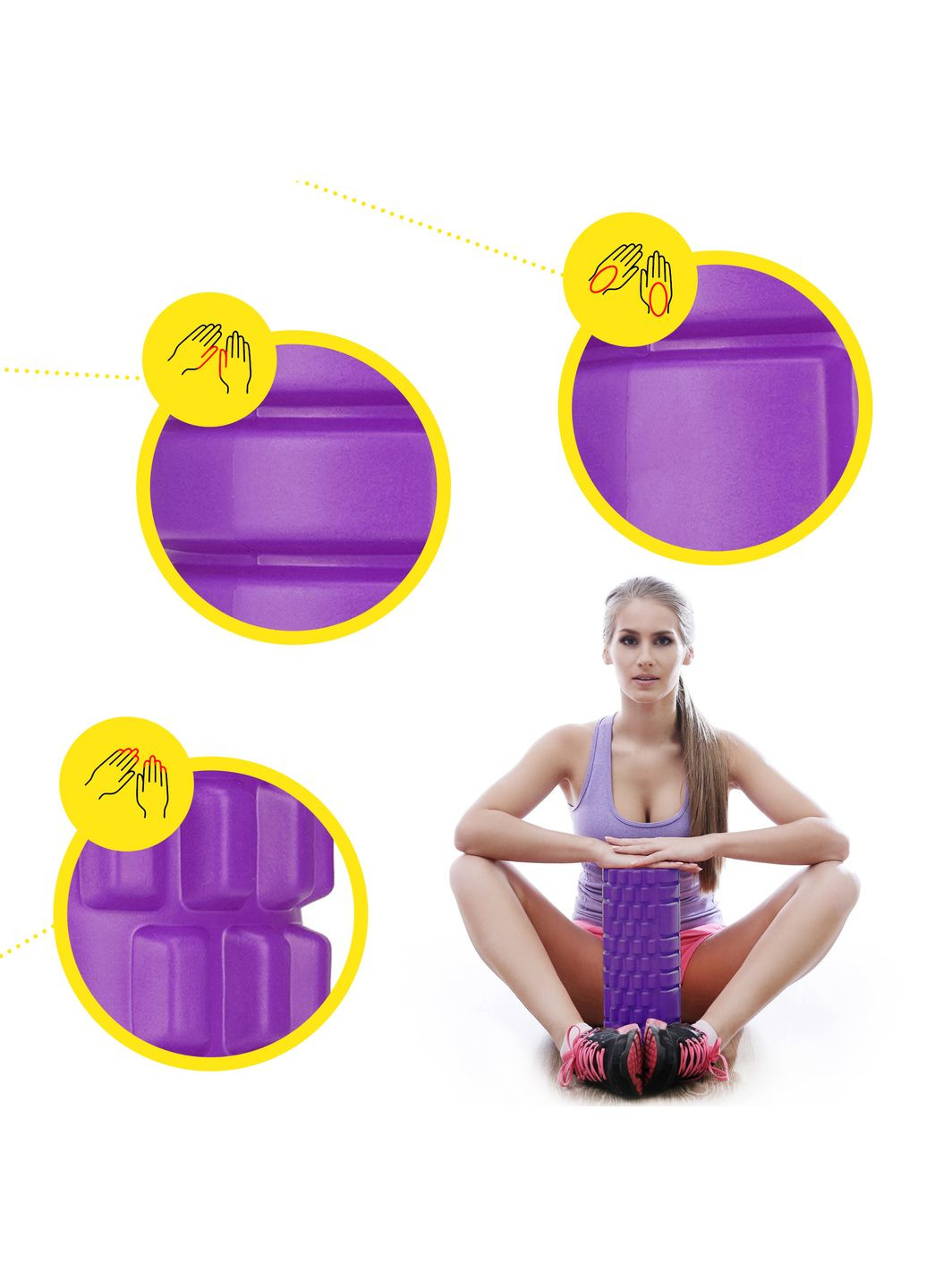 Массажный ролик EVA 33 x 14 см (валик, роллер) Violet Cornix XR-0032 (341529176)