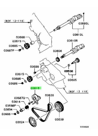 Ролик ременя балансувального GT10130, Mitsubishi Pajero Sport, L200 1990- OEM MD050125 GMB (354822893)
