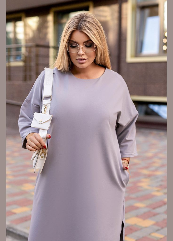 Светло-серое спортивное, повседневный платье оверсайз Verso однотонное