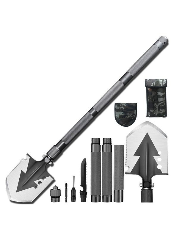 Лопата тактическая многофункциональная Traveler HH004 / для туризма / рыбалки / нож / огниво / бита / чехол No Brand (325432550)