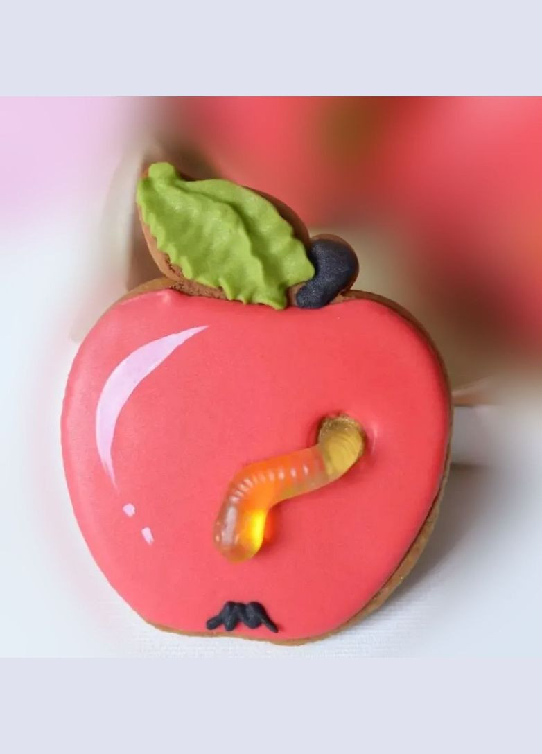 Пряник Яблуко з хробаком, 10 см No Brand (330754857)