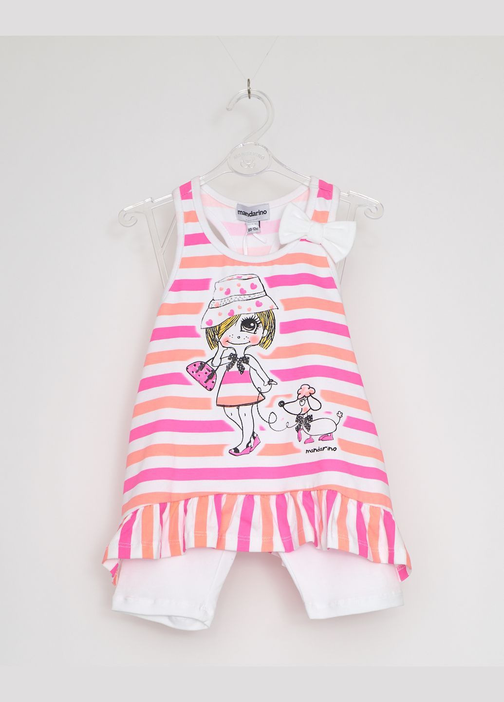 Розовый летний костюм розово-черный Mandarino