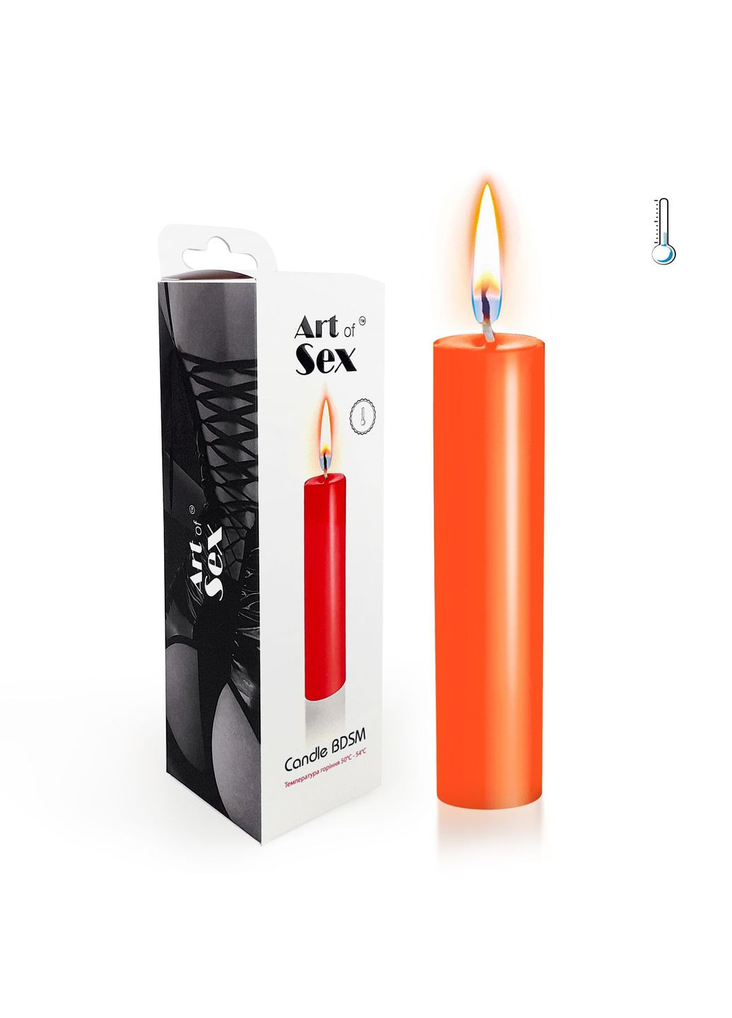 Оранжевая восковая свеча size M 15 см низкотемпературная Art of Sex (291441730)