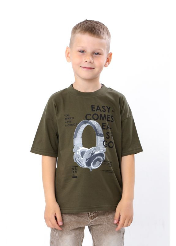 Хаки (оливковая) летняя футболка для мальчика (p-17195) Носи своє
