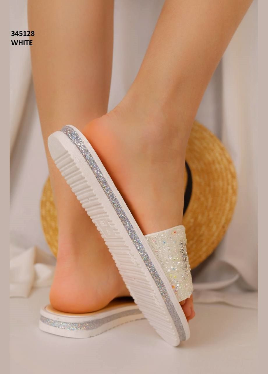 Жіночі шльопанці з блискітками білого кольору Flip Flops (284722299)