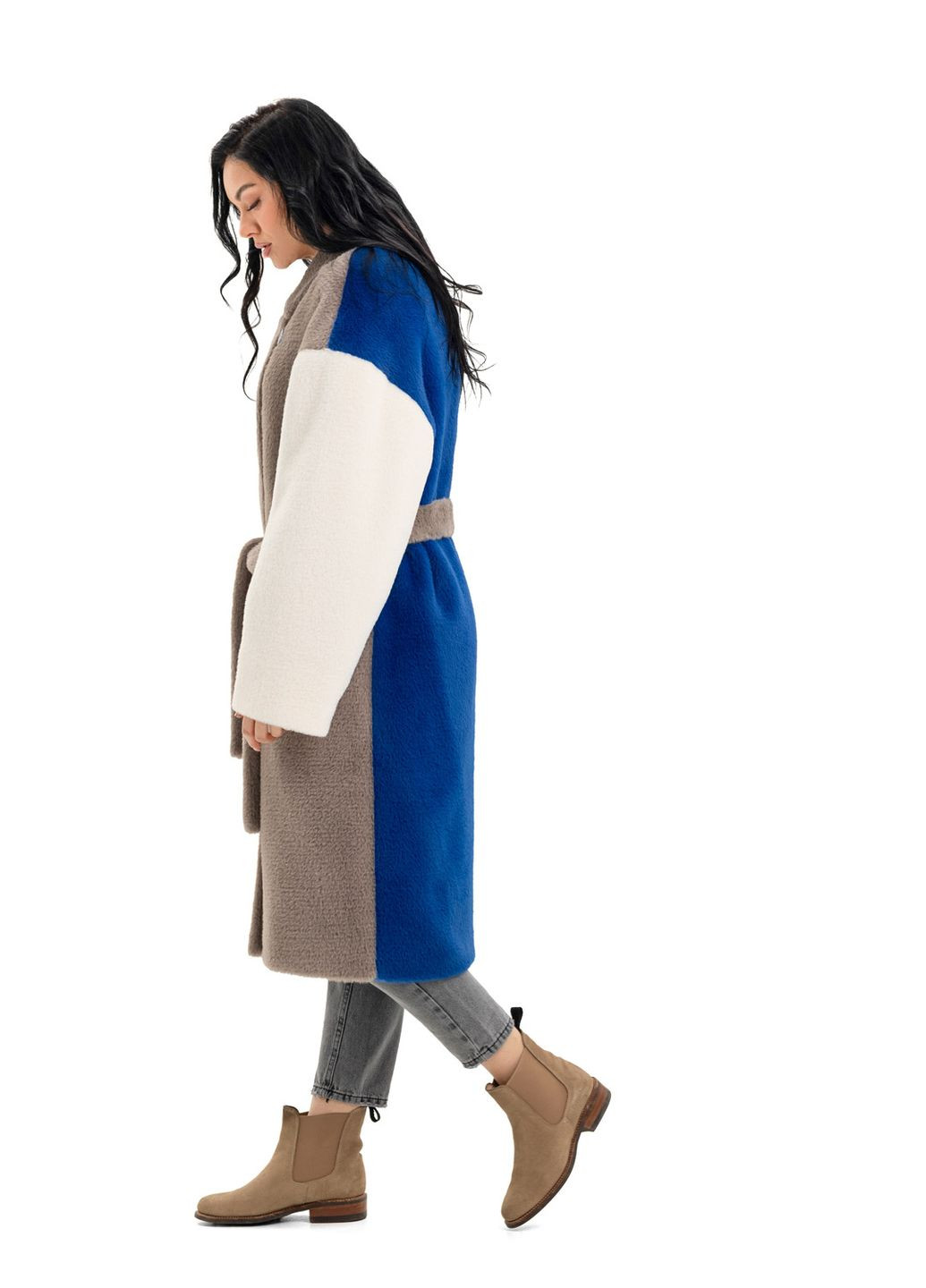 Кофейное зимнее Пальто Амура (капуч,белый,синий) Emass