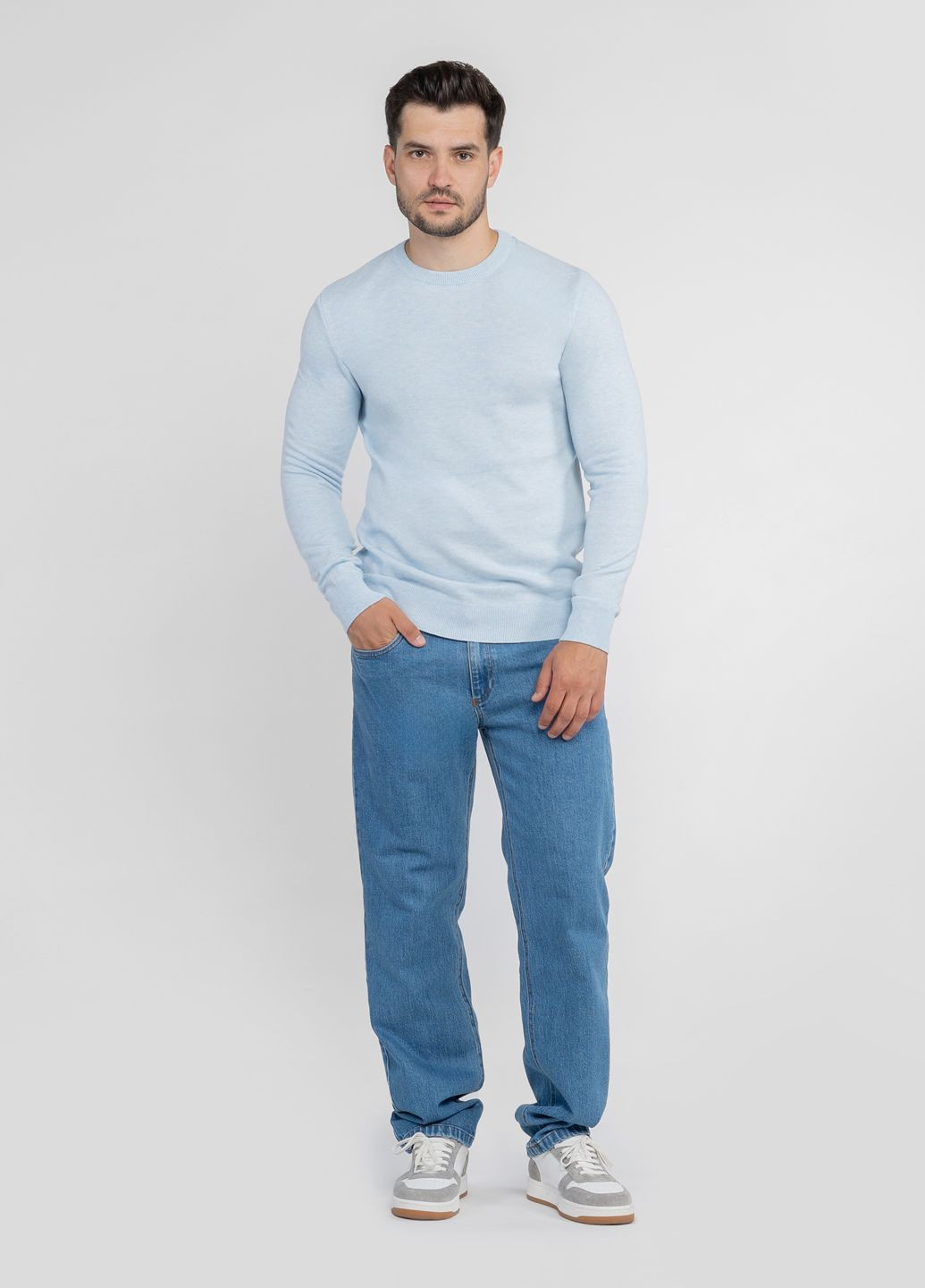 Блакитний зимовий джемпер чоловічий блакитний джемпер Arber Crew-neck AM