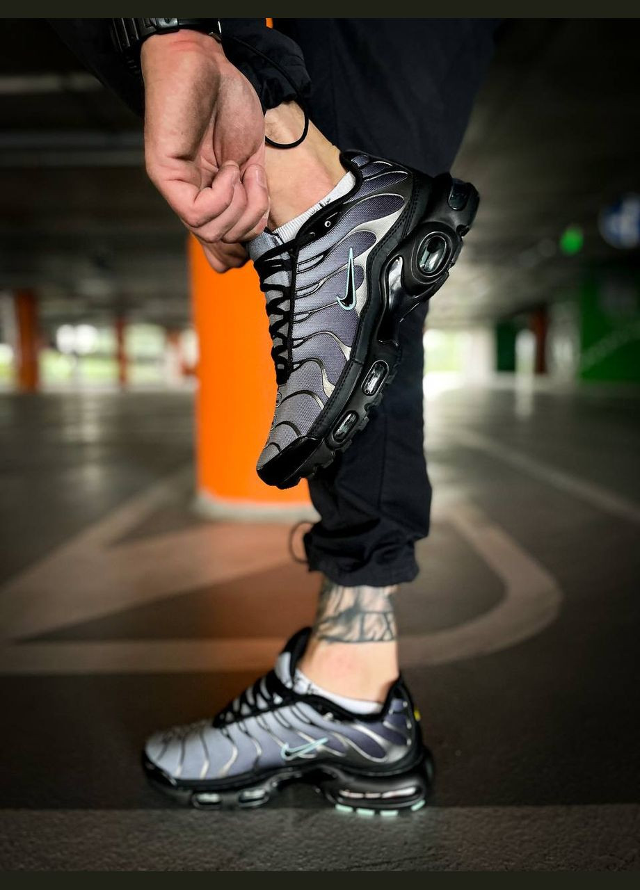 Сірі Осінні кросівки чоловічі nike air max tn plus black particle grey vapor green | найк аір макс тн плюс сірі No Brand