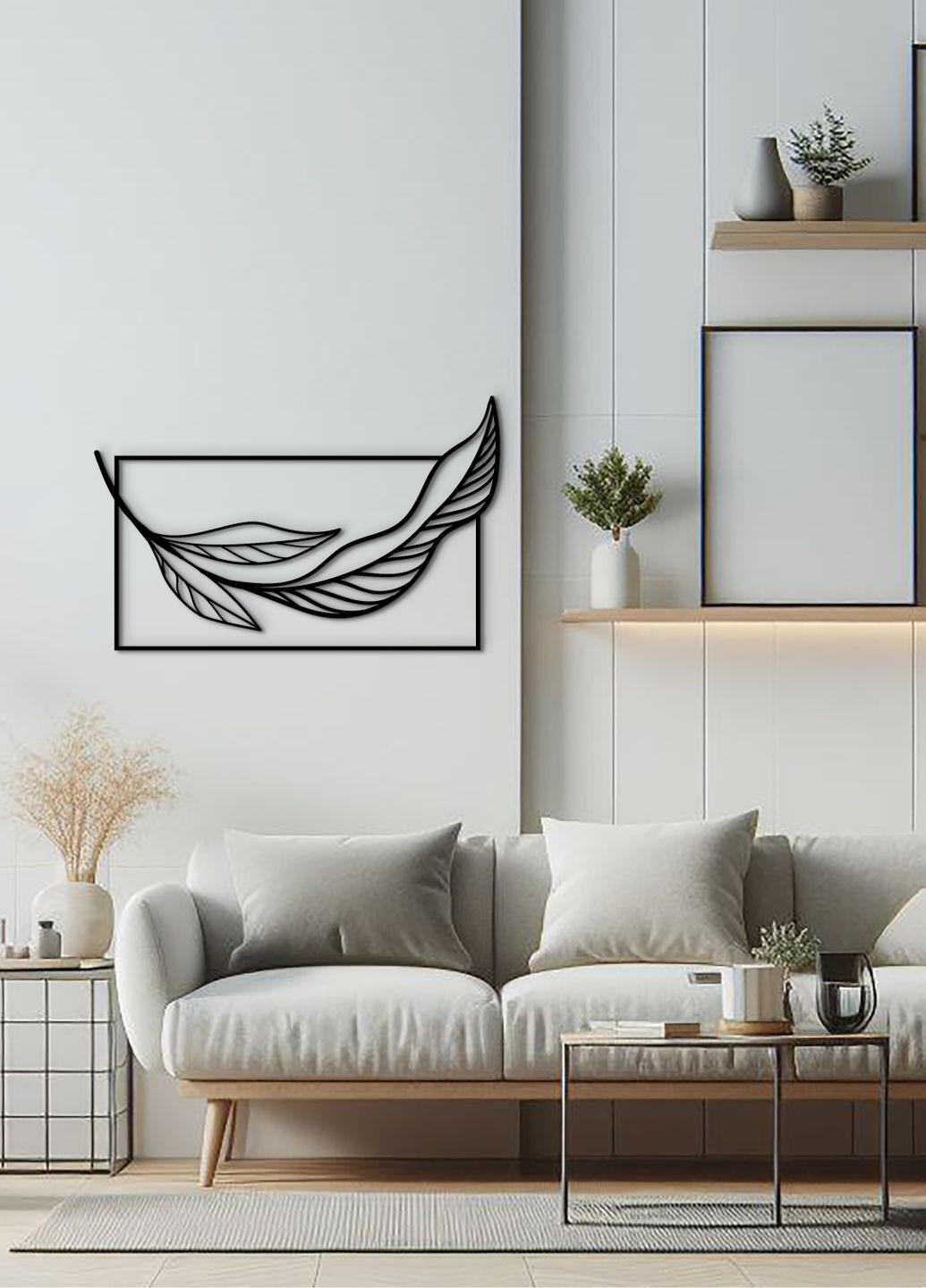 Настенный декор для дома, картина лофт "Листок минимализм", декоративное панно 30х18 см Woodyard (292112957)