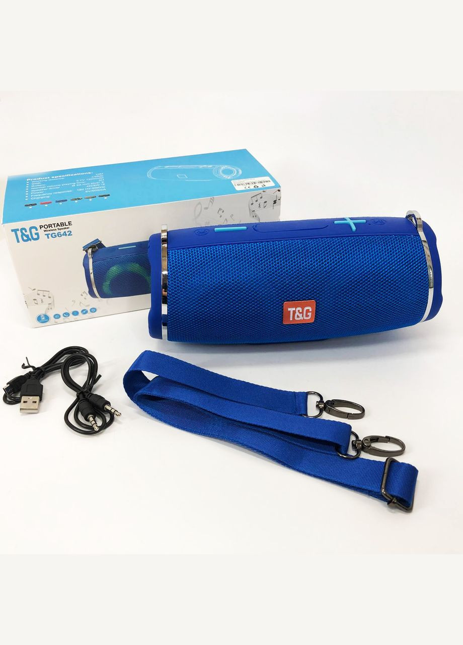 Портативная колонка TG642 с подсветкой RGB и ремешком, аккумуляторная колонка для музыки. Цвет: синий No Brand (365751967)