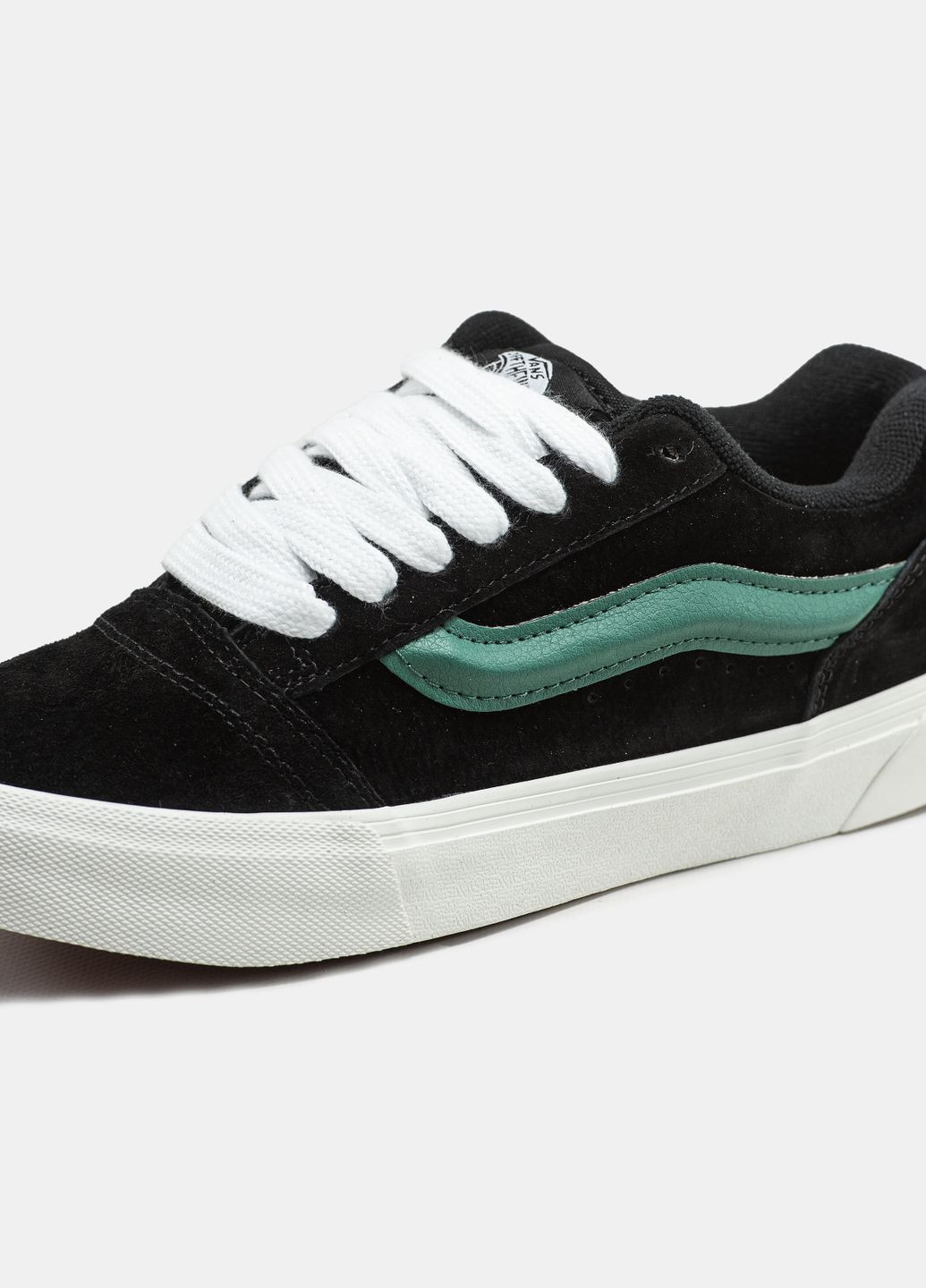 Чорні Осінні кросівки чоловічі vans knu skool black green | ванс кну скул чорні зелені No Brand