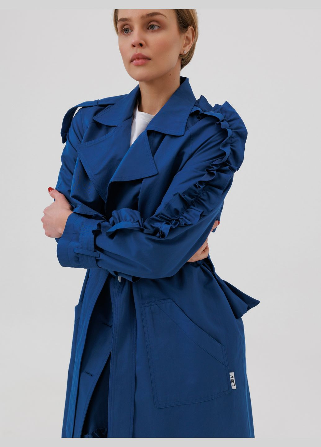 Тренч синий из плащевки "Anemon" ALNEST (320623260)