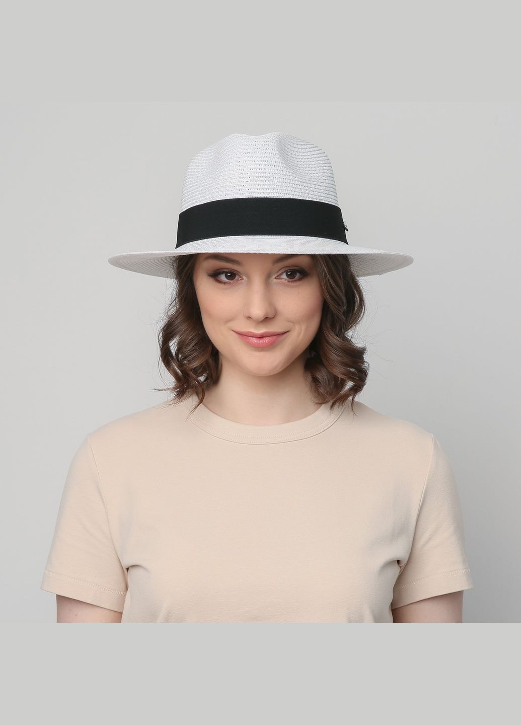 Шляпа федора женская бумага белая CAMILLA LuckyLOOK 843-012 (289478357)