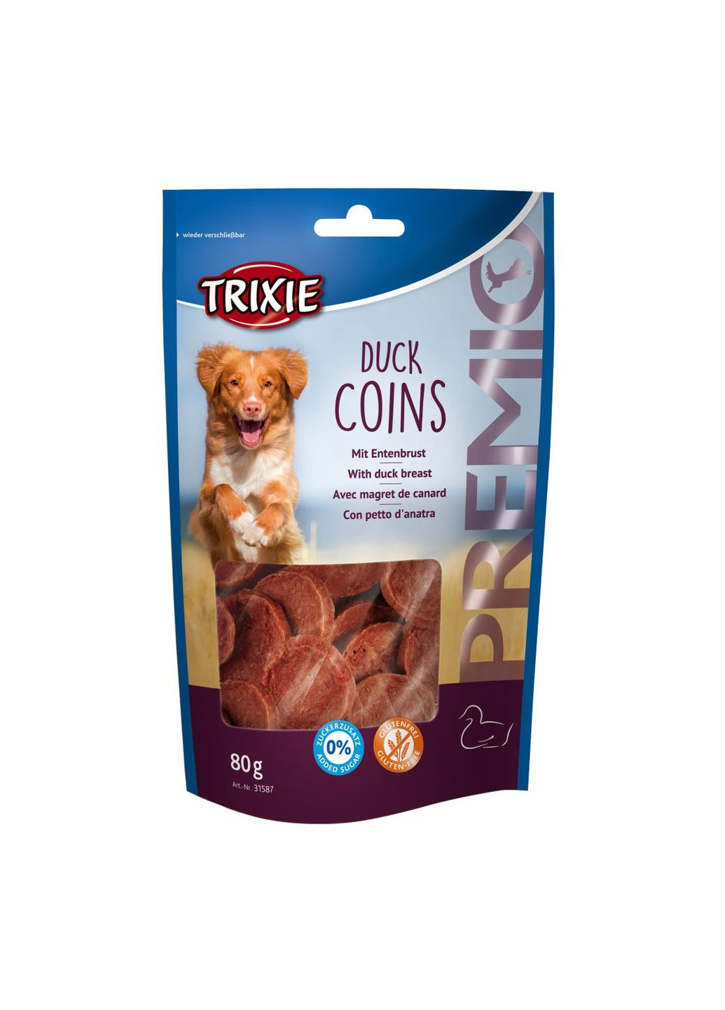 Ласощі для собак 31587 Premio Duck Coins качка 80 г (4011905315874) Trixie (279568536)
