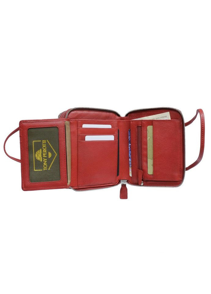 Жіноча шкіряна міні-сумочка гаманець Contatto 3075 rosso Tony Perotti (303831087)