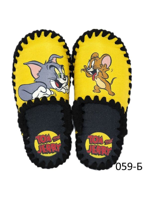 Желтые тапочки мужские / женские домашние комнатные 36/37 38/39 40/41 42/43 44/45 46/47 48/49 желтые том и джерри Po Fanu