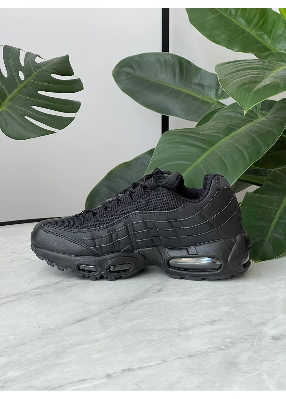 Черные демисезонные кроссовки мужские и женские nike air max 95 black | найк аир макс 95 черные No Brand