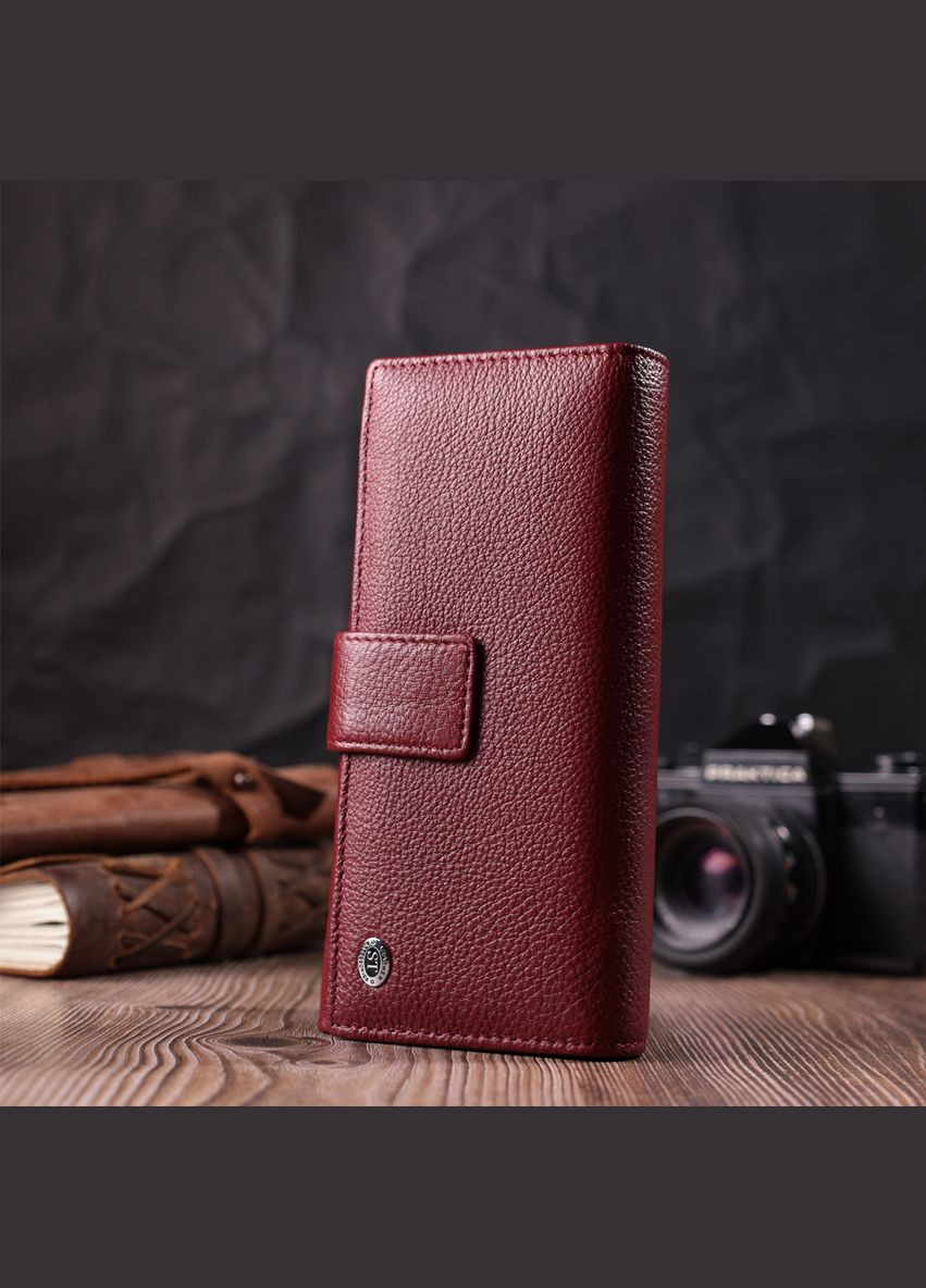 Жіночий гаманець на чотири відділення для купюр із натуральної шкіри із монетницею 22550 Бордовий st leather (306881610)