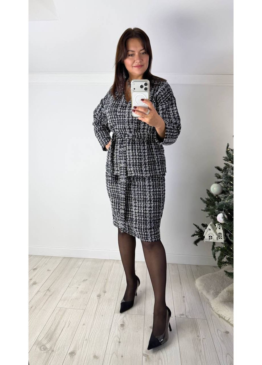 Жіночий твідовий костюм (жакет + спідниця) — ЗАМІРИ В ОПИСІ Vione (371394700)