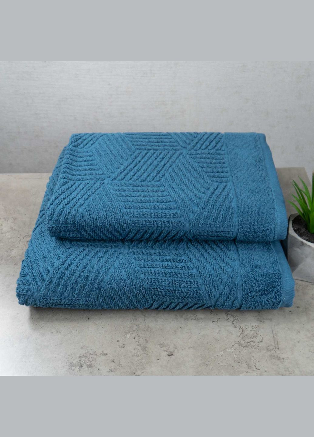 GM Textile комплект махровых полотенец уельс 2шт 50х90см, 70х140см 500г/м2 () синий производство -