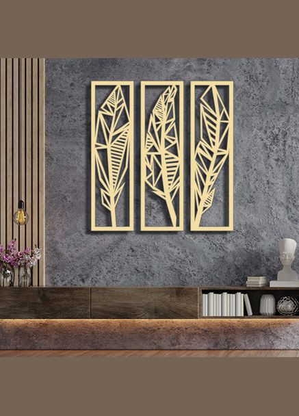 Панно 3D декоративное с объемом 15 мм для стен, Тропические листья ванильное Декоинт (278287005)