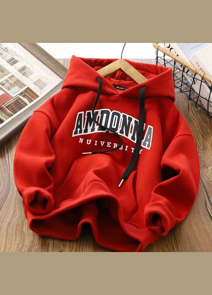 Qoopixie худі дитяче з кишенею посередині alwair kids ( 130см ) (13739) червоний бавовна