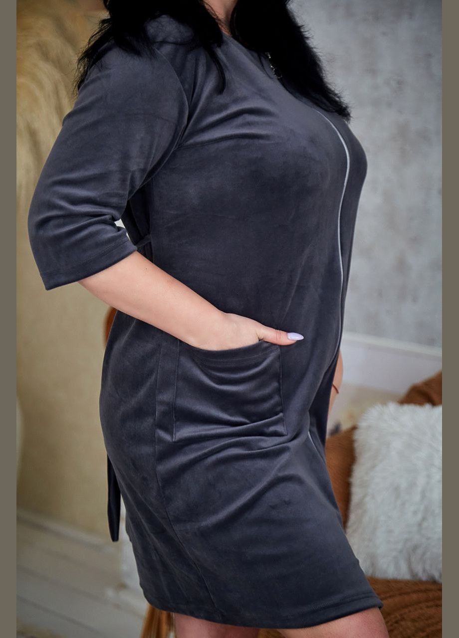 Халат домашній велюровий на блискавці, батал No Brand халат (315933094)