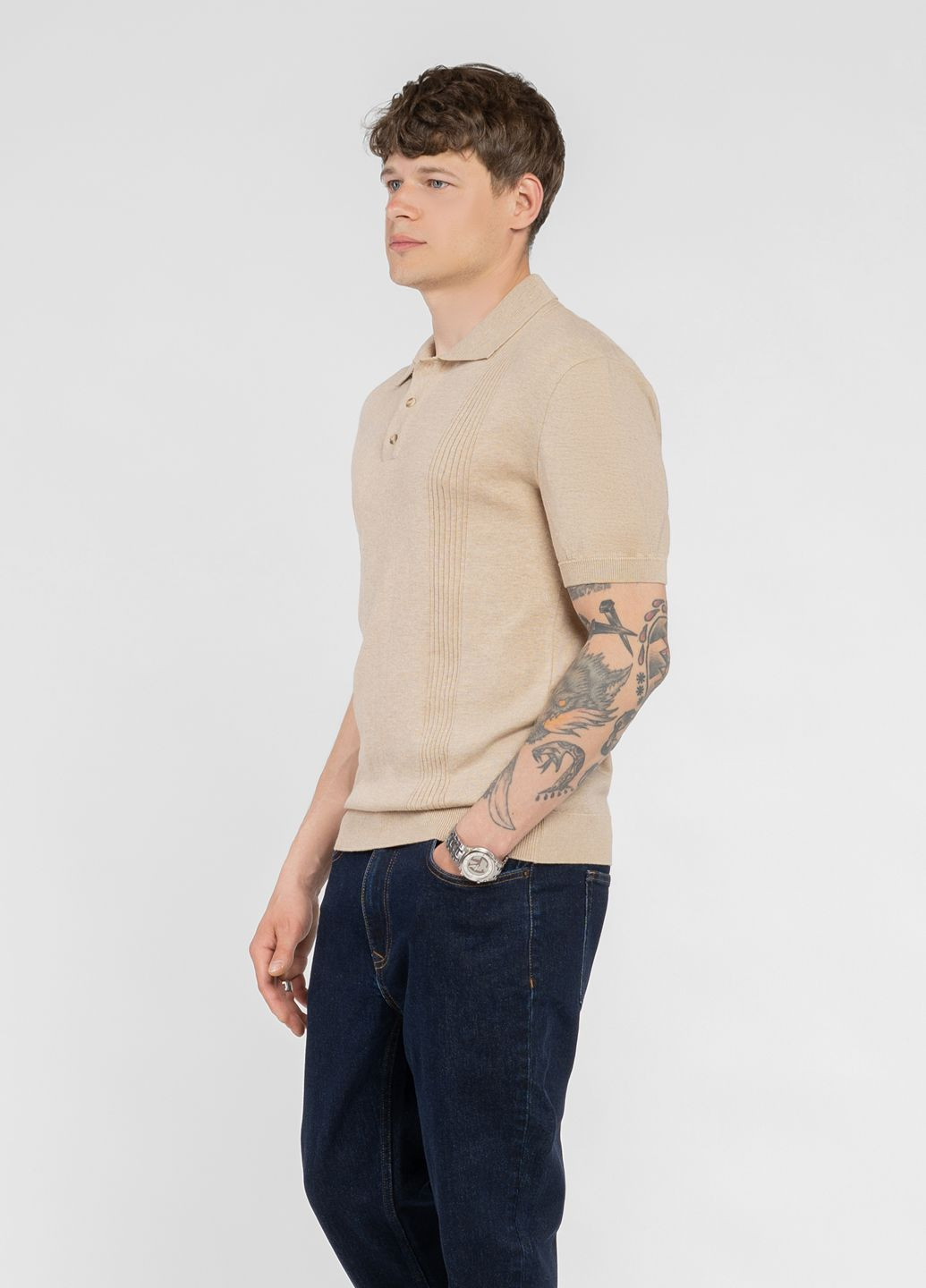 Бежевая футболка-поло мужское бежевое для мужчин Arber