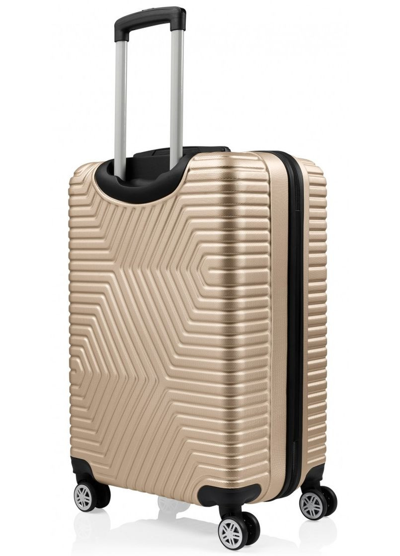 Пластикова валіза на колесах середнього розміру 70L Polo бежева No Brand (361156887)