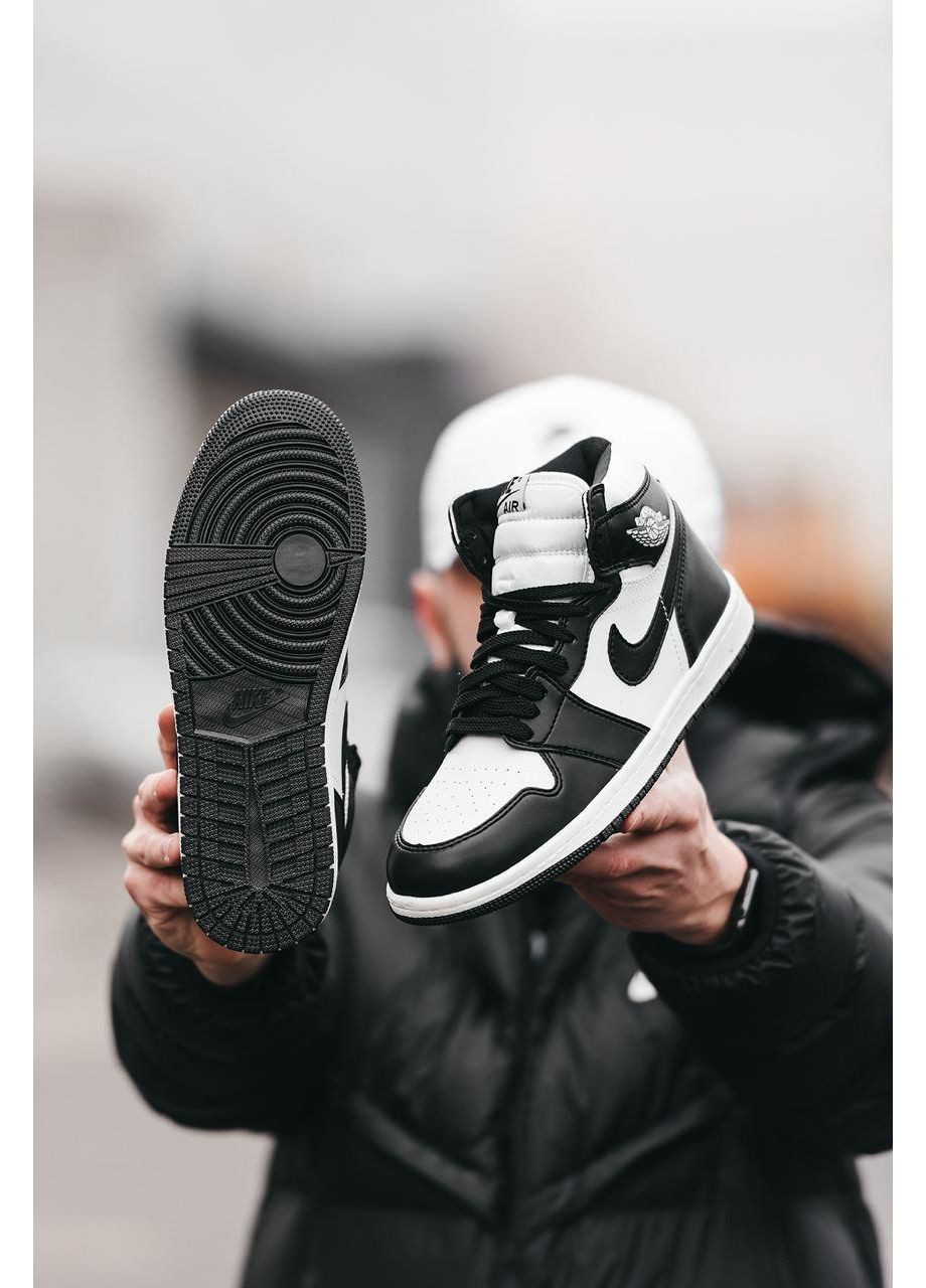КРОССОВКИ ЖЕНСКИЕ NIKE AIR JORDAN 1 RETRO MID BLACK WHITE V2 НАЙК АИР ДЖОРДАН No Brand чёрные зима (367172986)