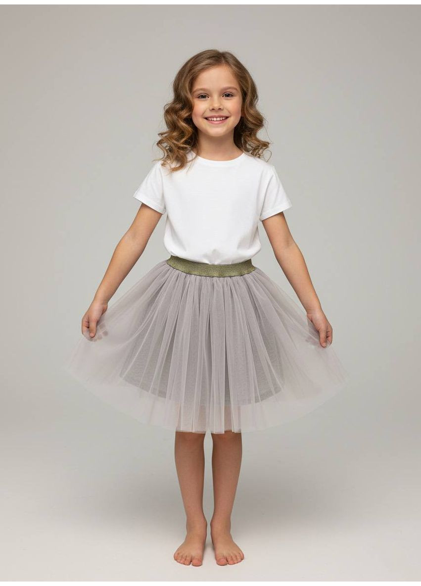 Спідниця фатинова 'Туту' Сіра з золотистим поясом (116-146 см) Piccolo (370934521)