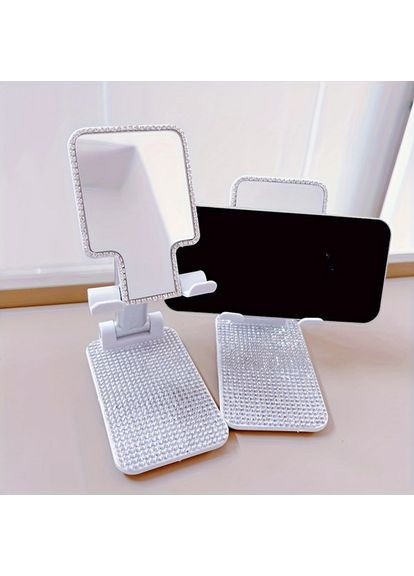 Настольная подставка телефона украшена блестками и зеркалом RT-999 белый. No Brand (328446213)
