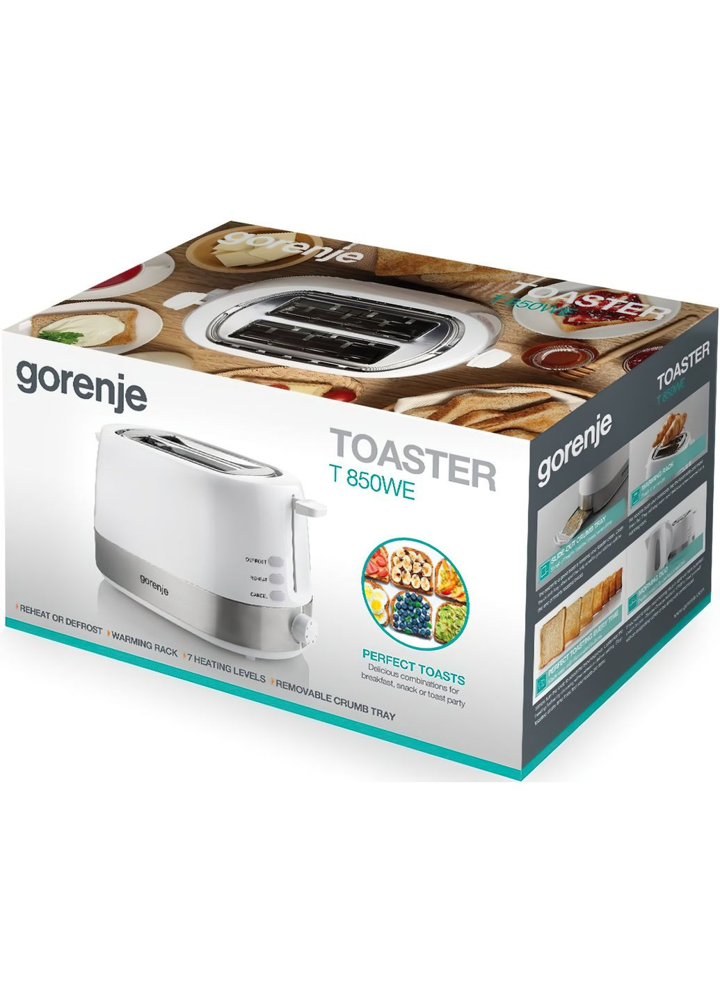 Тостер, 850Вт, пластик/метал, функц. разморож, автоотключение, Gorenje (317275332)