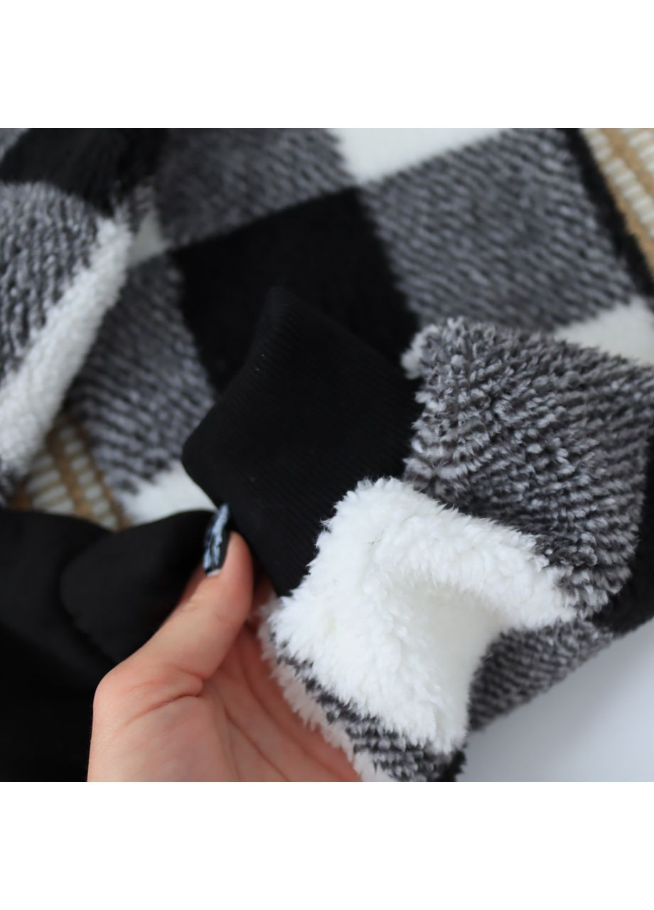 Комбінований зимній дитячий теплий костюм толстовка тедді + чорні штани брючний No Brand