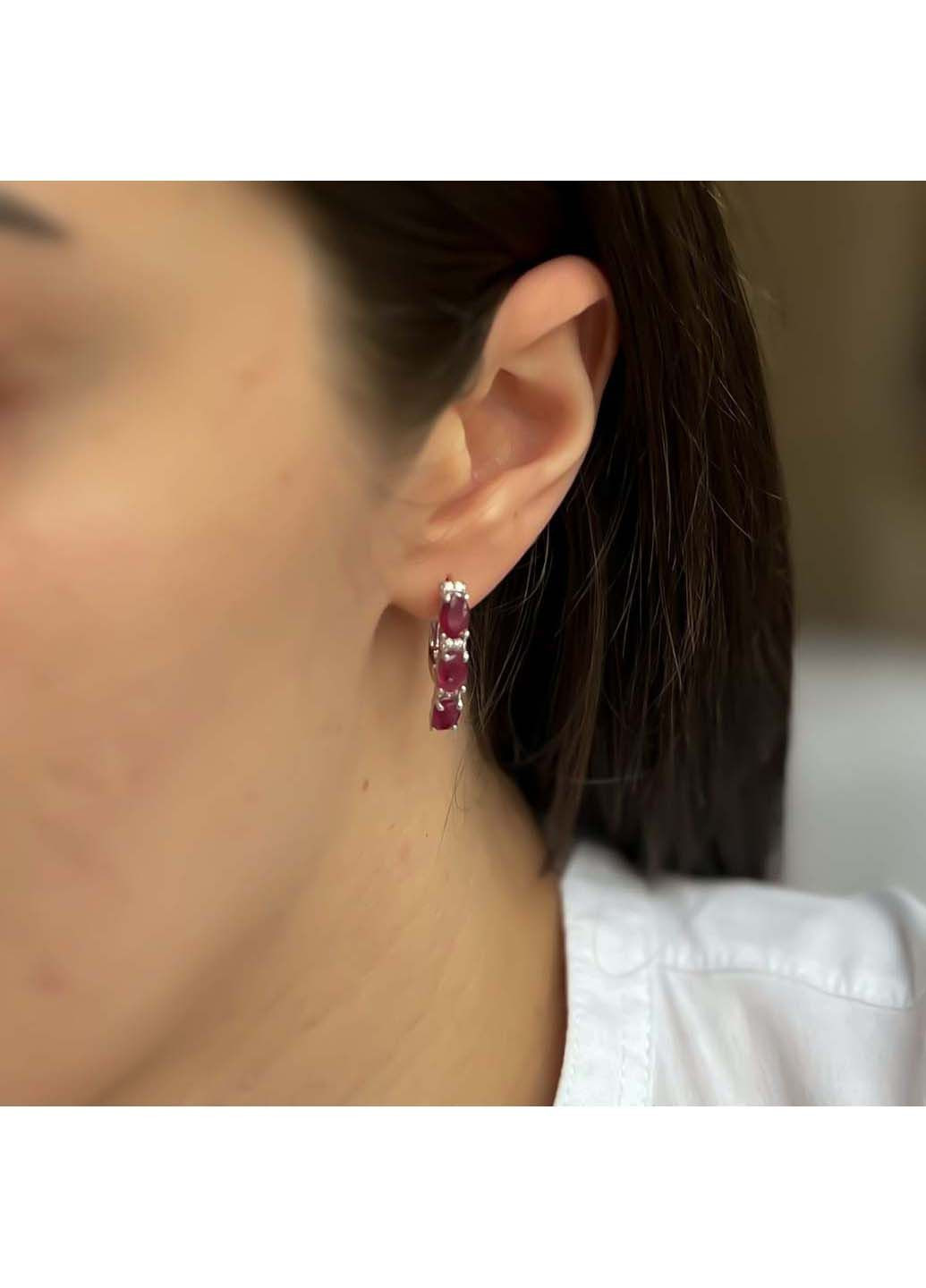 Срібні сережки з аметистом і фіанітами. Silver Breeze (317355880)