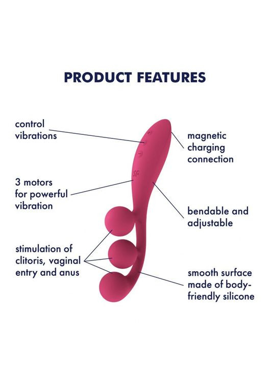 Універсальний вібратор Tri Ball 1, 3 мотори, гнеться Satisfyer (366876141)