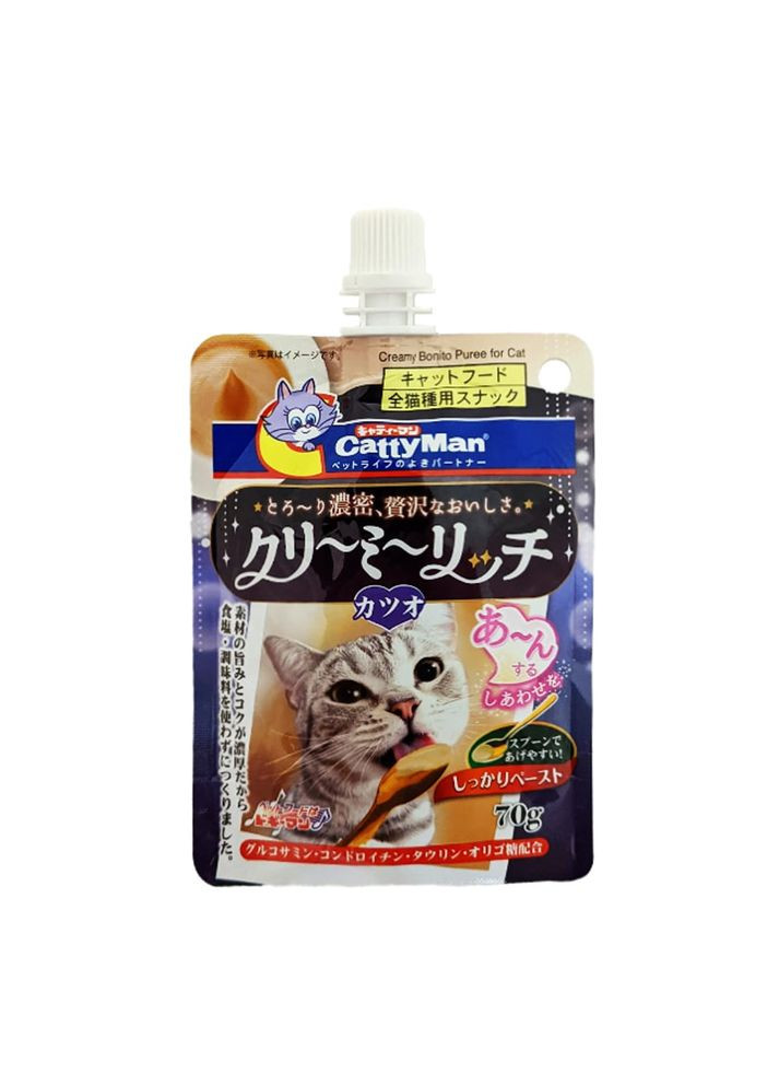Жидкие лакомства Creamy Bonito для кошек, сливочное пюре с макрелью, 70 г (4976555822038) CattyMan (279566005)