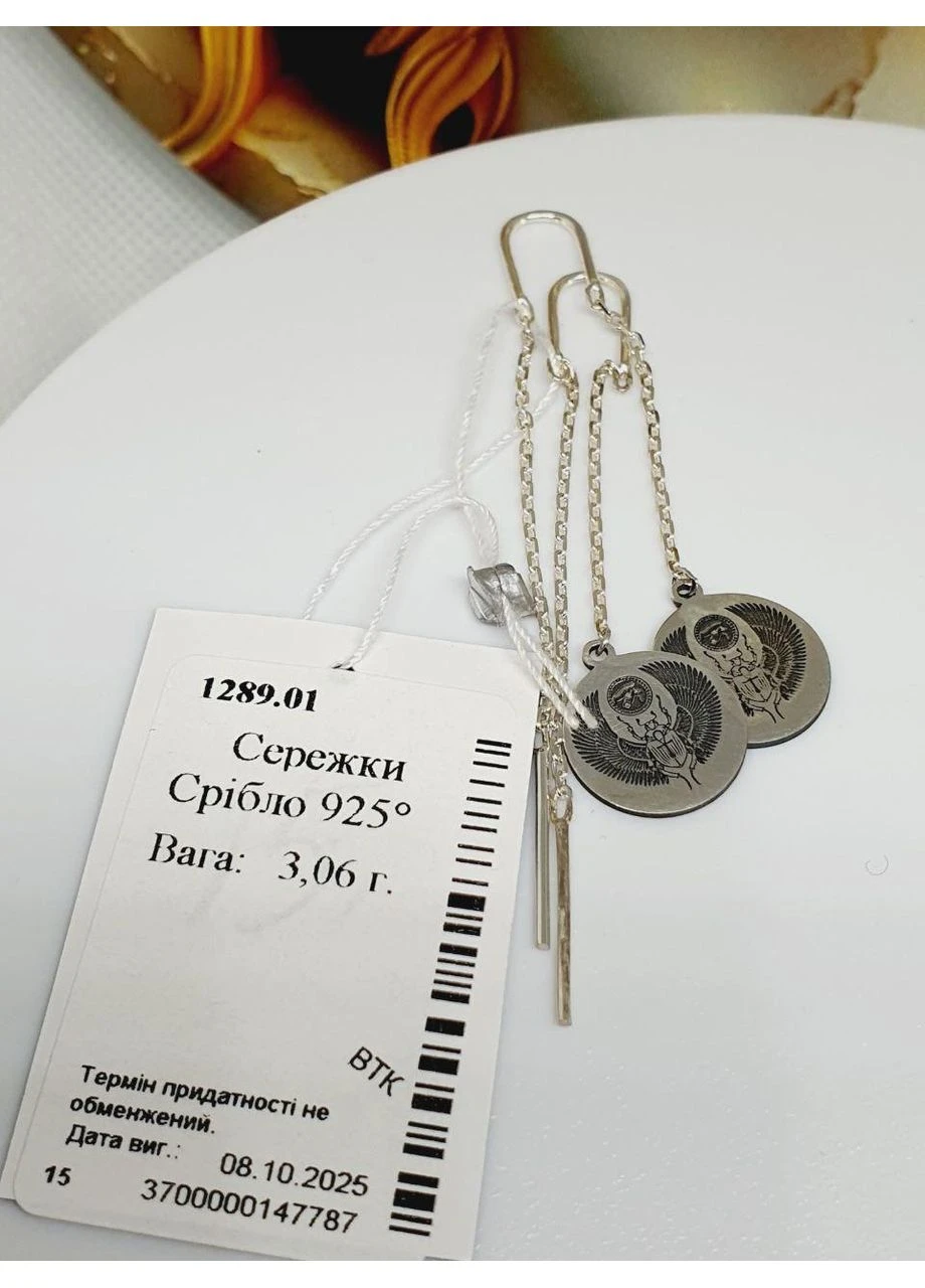 Комплект прикрас срібло 925 проба Скарабей елегантний набір No Brand (382680113)