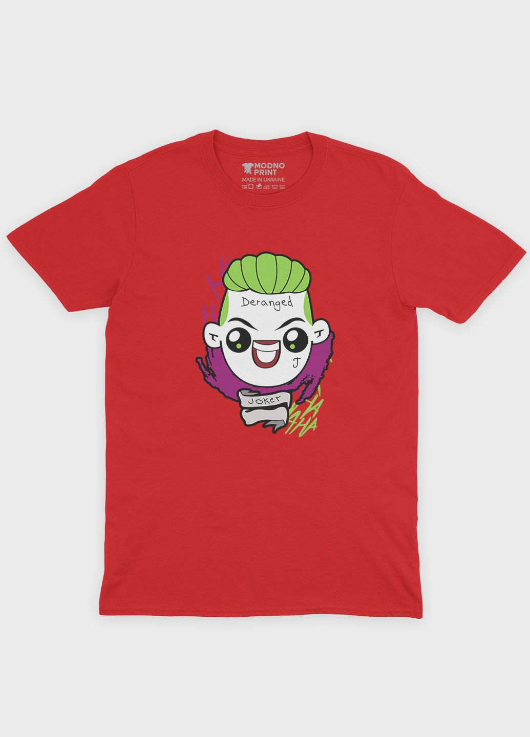 Червона демісезонна футболка для дівчинки з принтом суперзлодія - джокер (ts001-1-sre-006-005-012-g) Modno