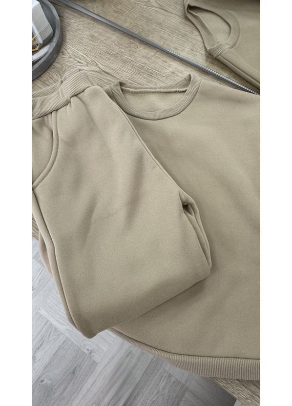 Бежевый демисезонный детский утепленный спортивный костюм для мальчиков брючный BabyStyle