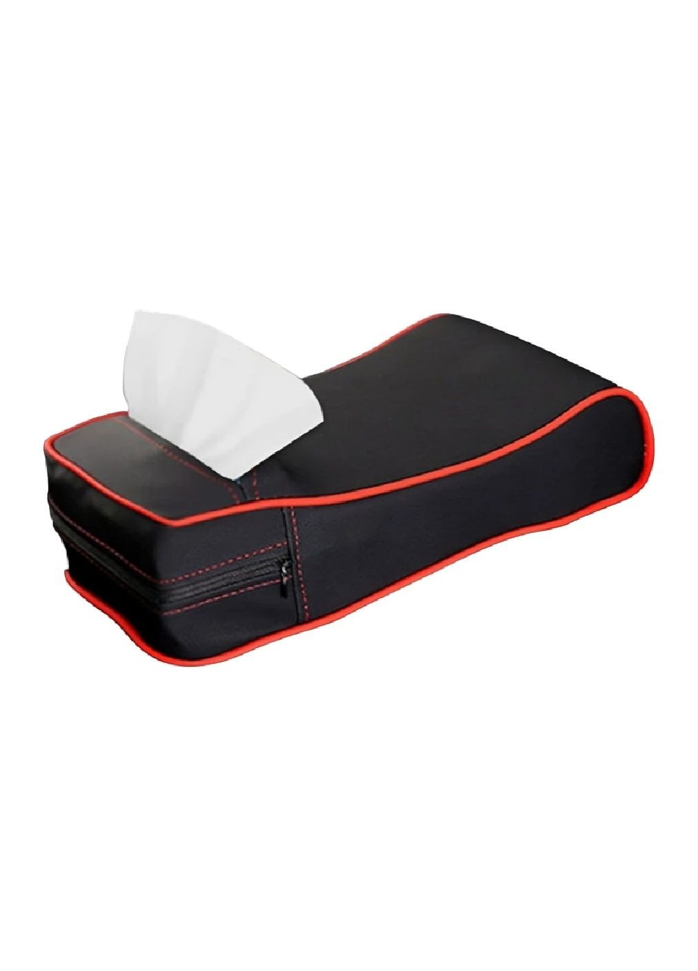 Підлокітник накладка поличка з серветницею в салон машини автомобіля екошкіра 32х8х16 см (477088-Prob) Чорний з червоним Unbranded (294292391)