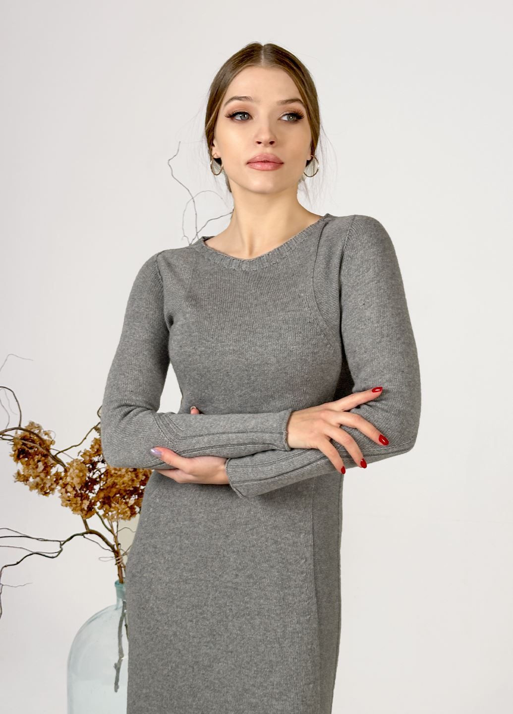 Серое кэжуал, повседневный платье Stefanel однотонное